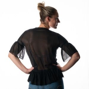 Blackmilk Sheer Ruffle Top